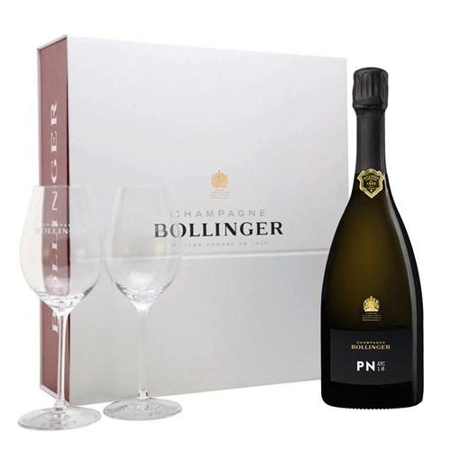 Bollinger PN Champagne 75cl & 2 Branded Flutes Gift set - Award-Winning